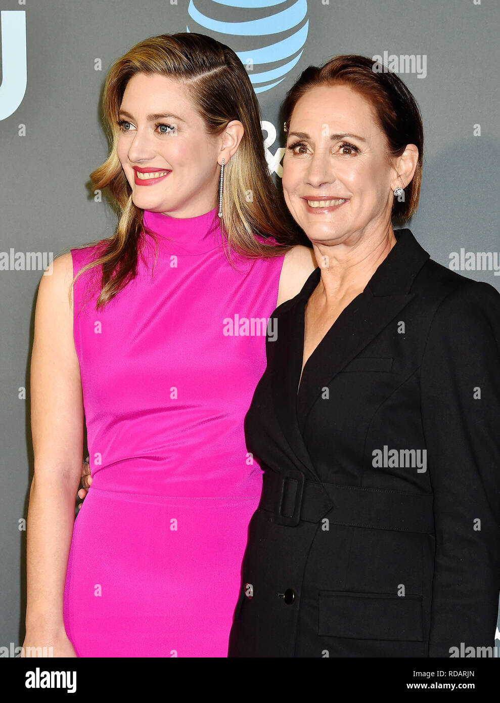SANTA MONICA, CA - JANUARY 13: Zoe Perry (L) and Laurie Metcalf arrive at the The 24th Annual Critics' Choice Awards attends The 24th Annual Critics'  Stock Photo