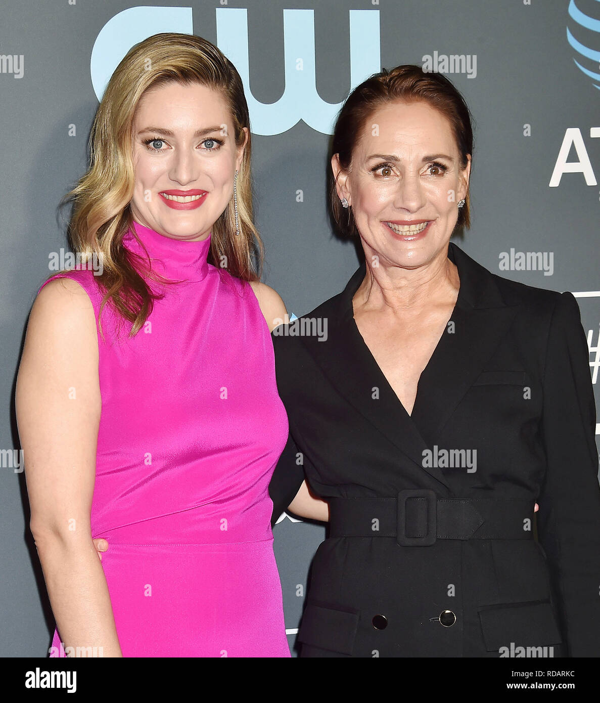 SANTA MONICA, CA - JANUARY 13: Zoe Perry (L) and Laurie Metcalf arrive at the The 24th Annual Critics' Choice Awards attends The 24th Annual Critics'  Stock Photo