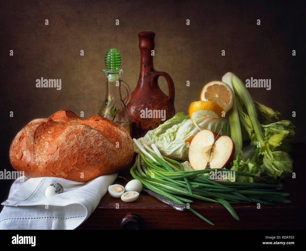 Still life with vegetarian food Stock Photo