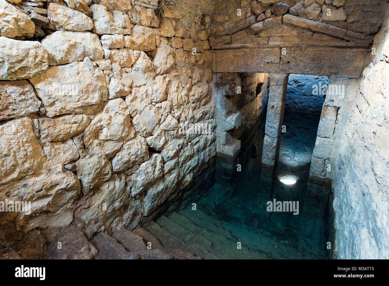 Water cistern at the fountain of Ano Peirene in Acrocorinth, the ...