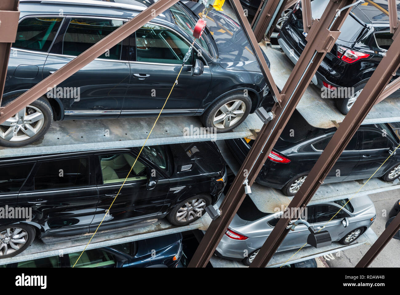 Automated multi-storey car parking system in Manhattan in New York City, USA Stock Photo