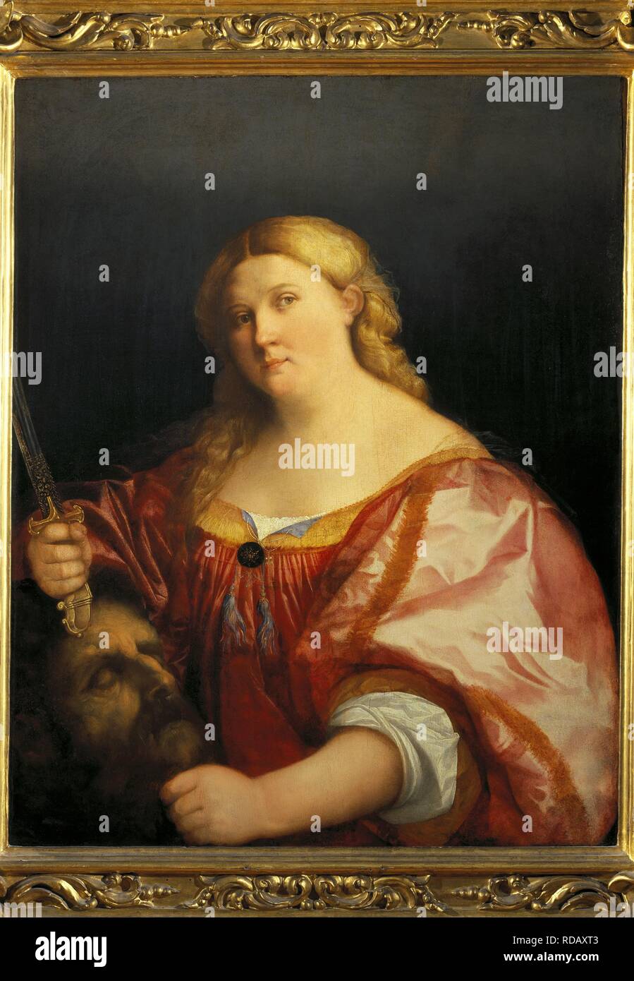Judith with the Head of Holofernes. Museum: Galleria degli Uffizi, Florence. Author: Palma il Vecchio, Jacopo, the Elder. Stock Photo