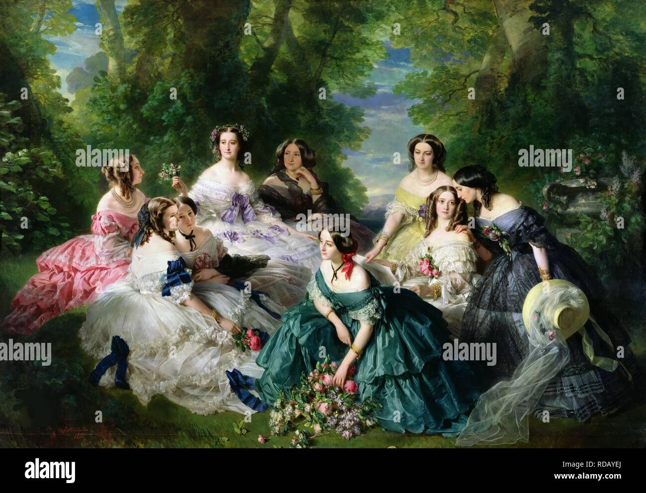 1855 – Franz-Xaver Winterhalter, The Empress Eugénie Surrounded by her  Ladies-in-Waiting