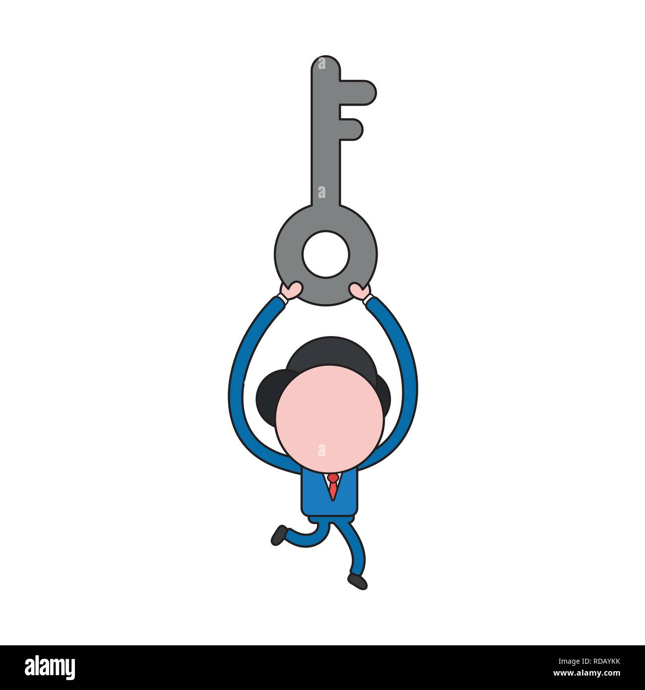 Vector illustration businessman character running and carrying grey key ...