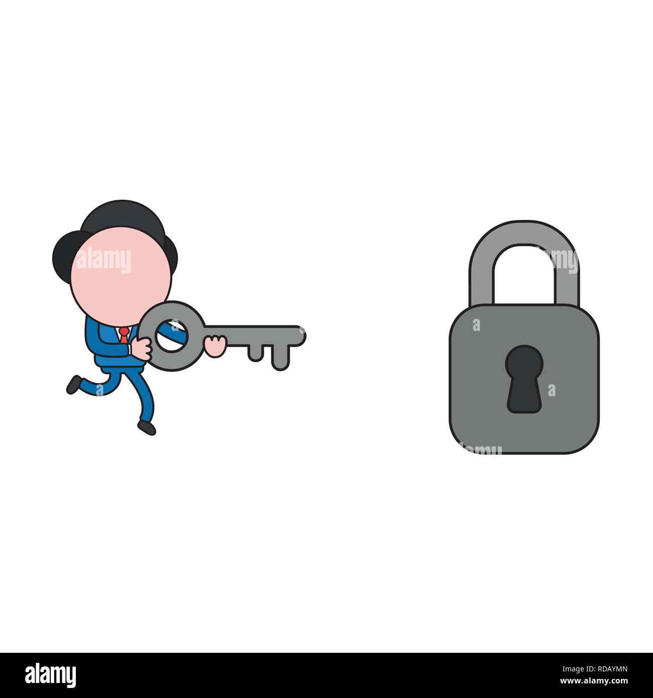 Vector illustration businessman character running and holding key to ...