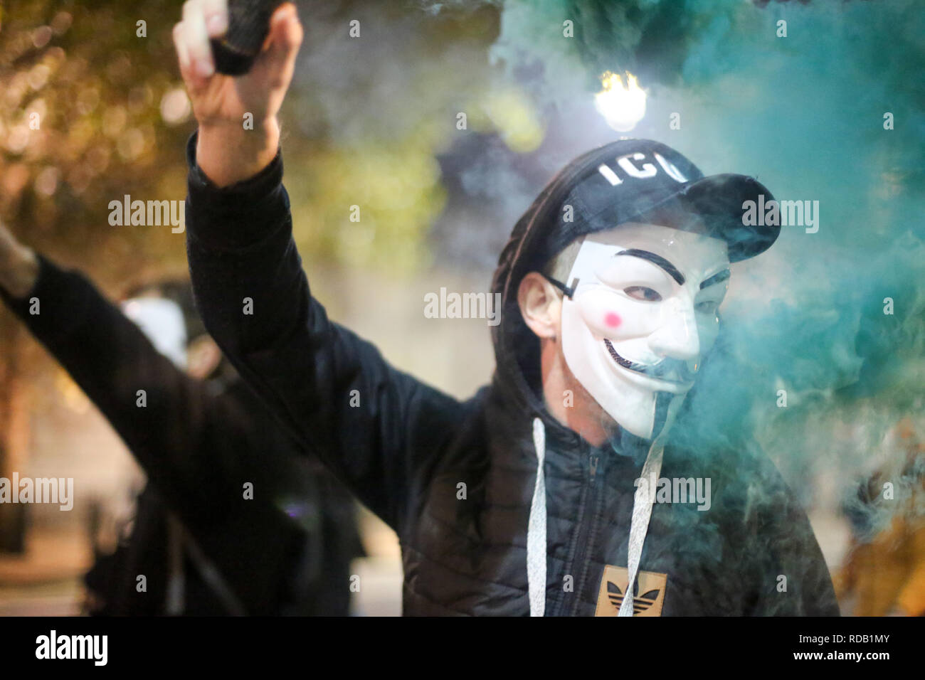 Anonymous protesters protest in London Stock Photo - Alamy