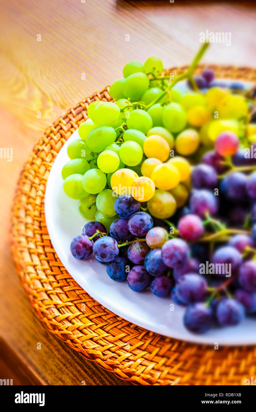 Plate of grapes Stock Photo