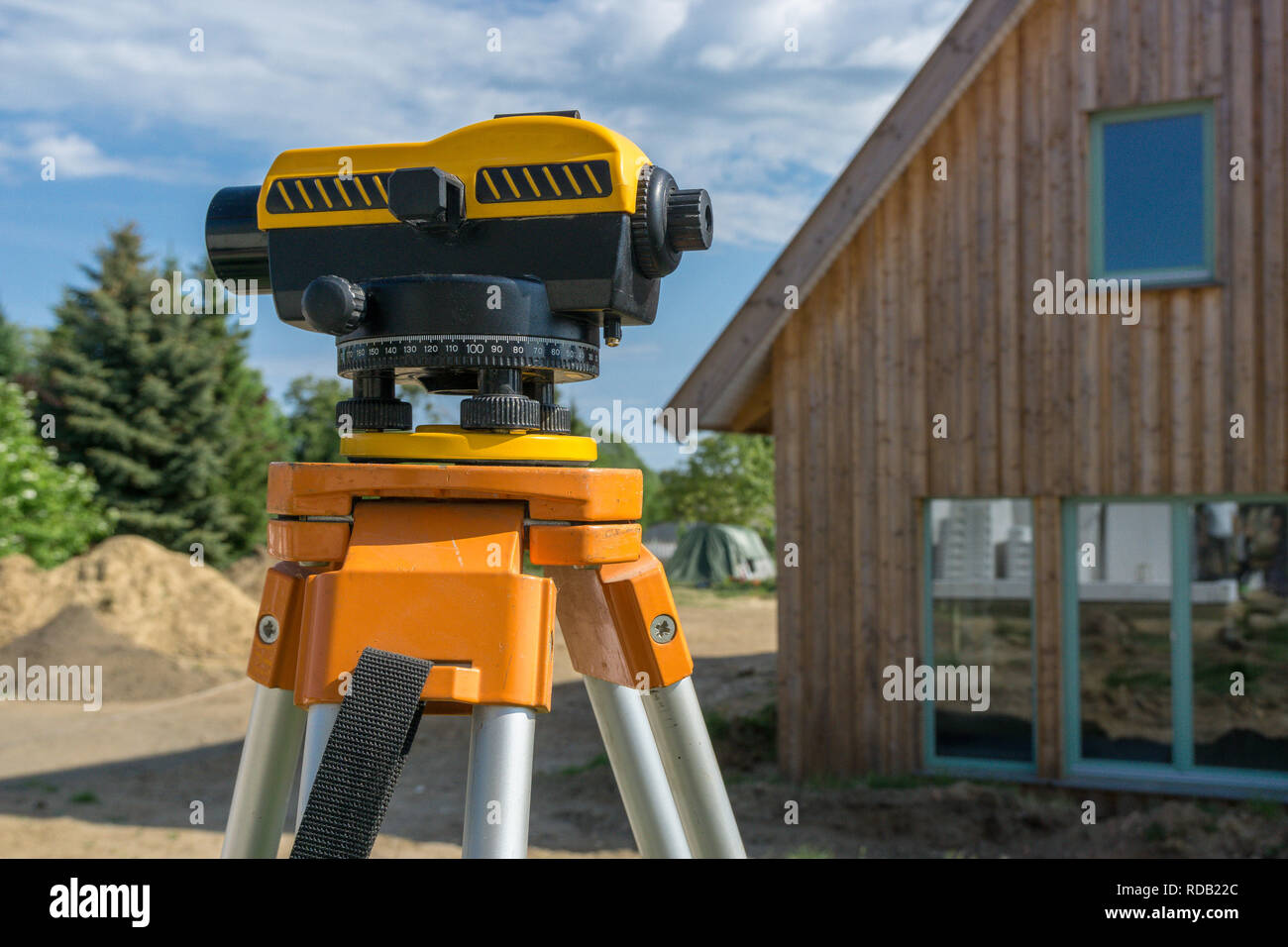 Land Survey Measurement With A Theodolite Engineering Task Stock - land survey measurement with a theodolite engineering task