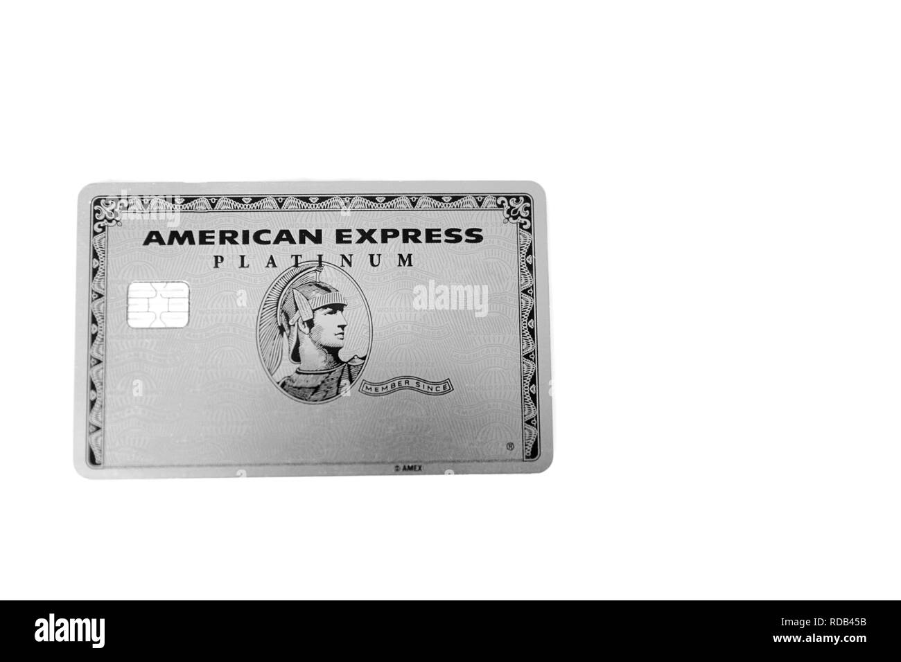 Platinum silver american express card Stock Photo