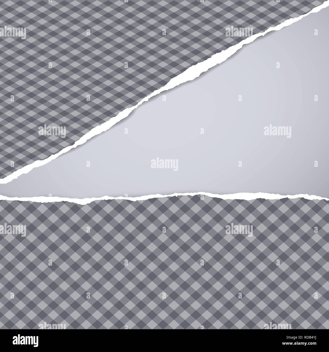 Ripped squared paper for text or message are on grey background. Vector ...