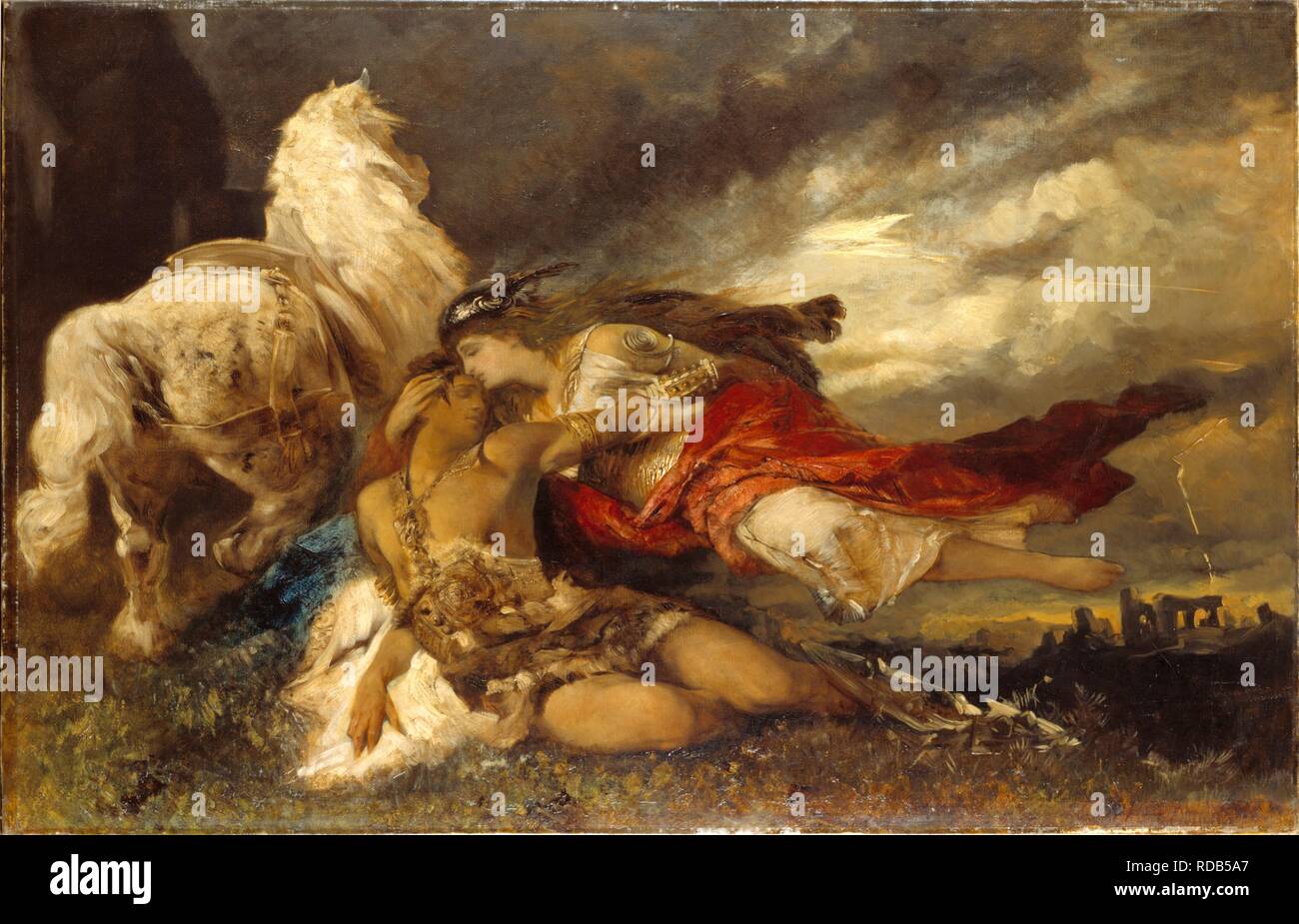 Valkyrie and a Dying Hero. Museum: Nationalmuseum Stockholm. Author: MAKART, HANS. Stock Photo