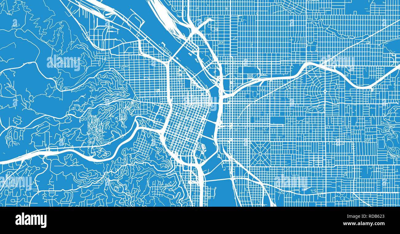Urban Vector City Map Of Portland Oregon United States Of America