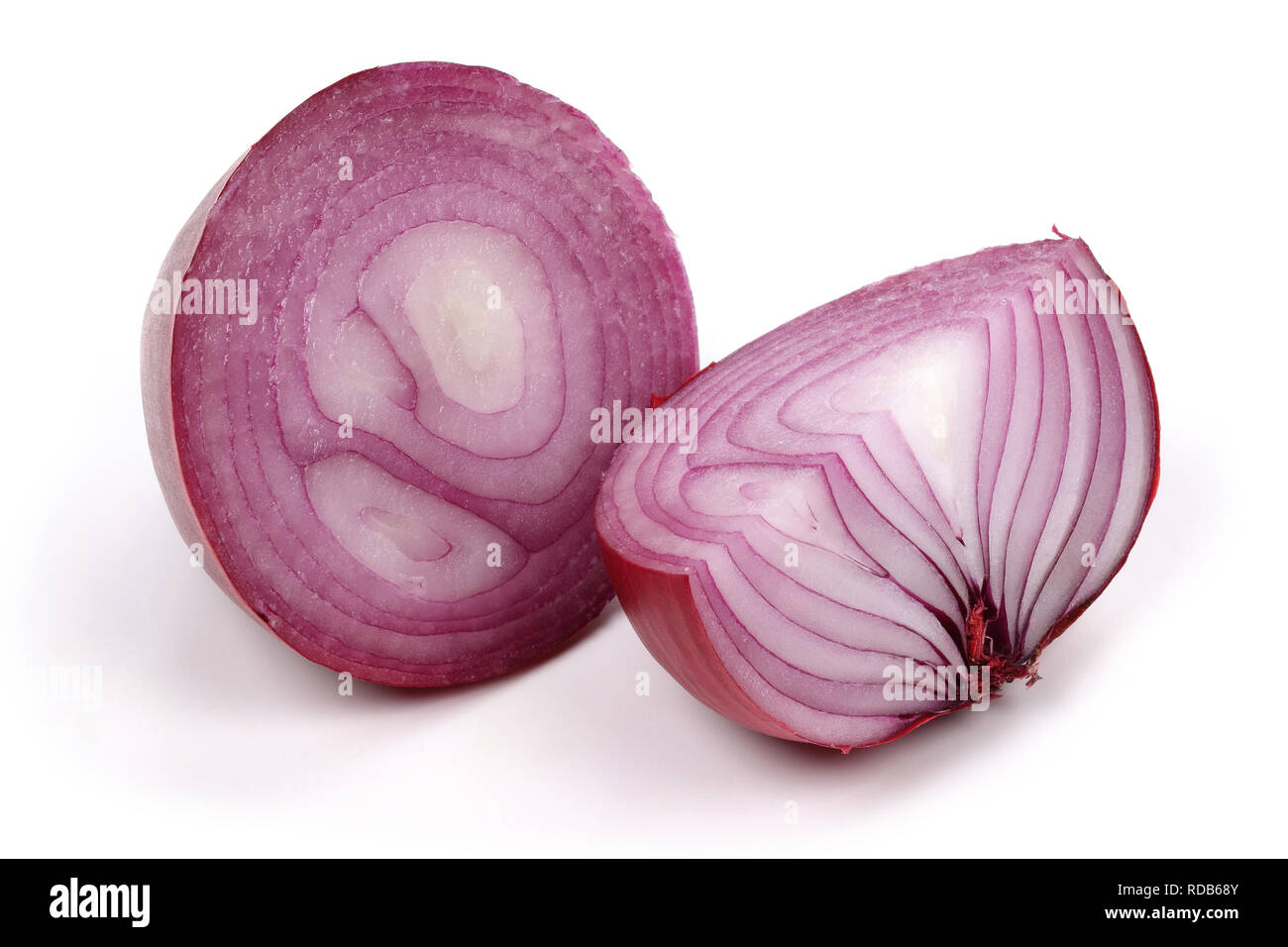 Red Onion half and slice isolated on white background Stock Photo - Alamy