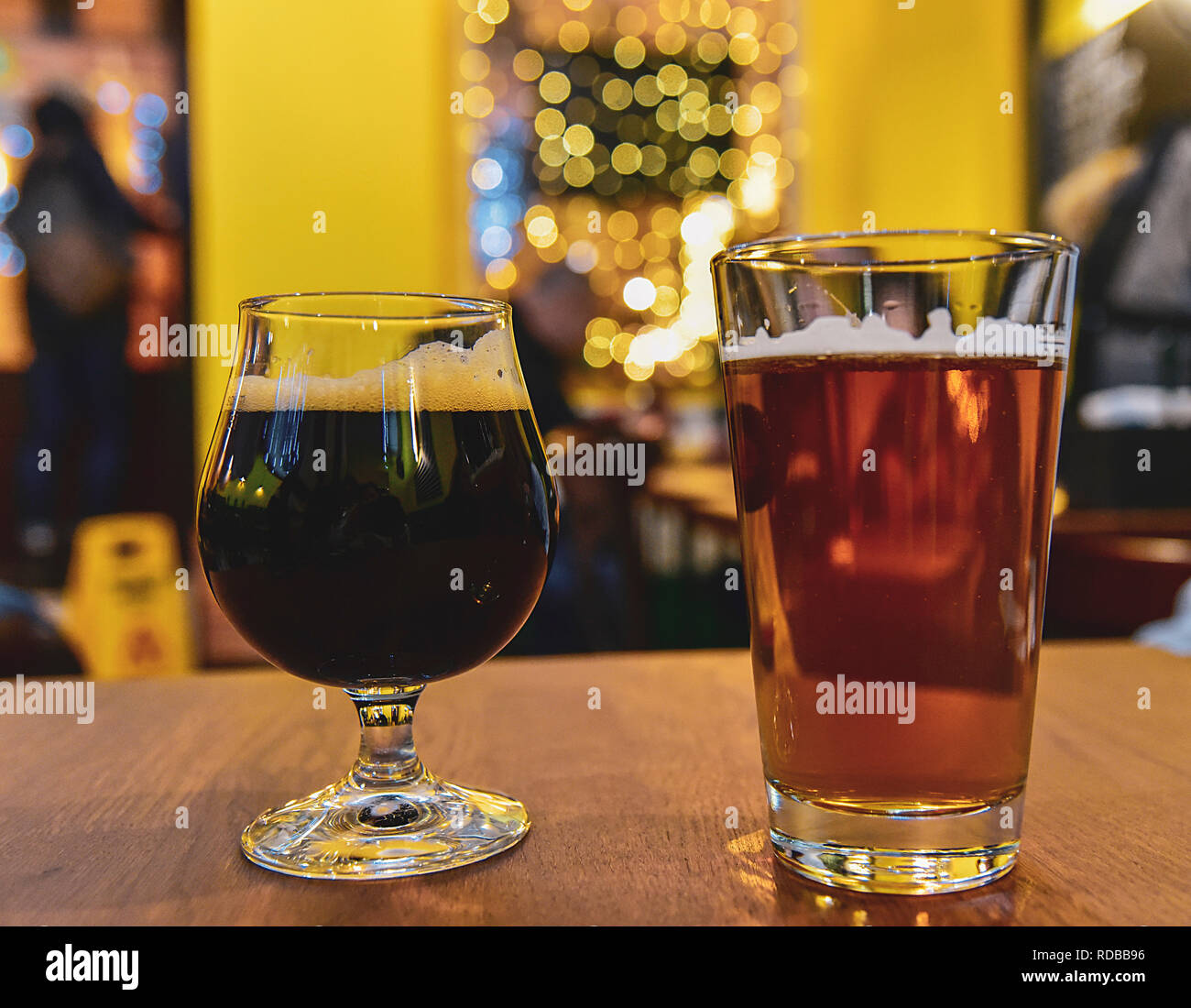 Two Beers, light and dark Stock Photo Alamy