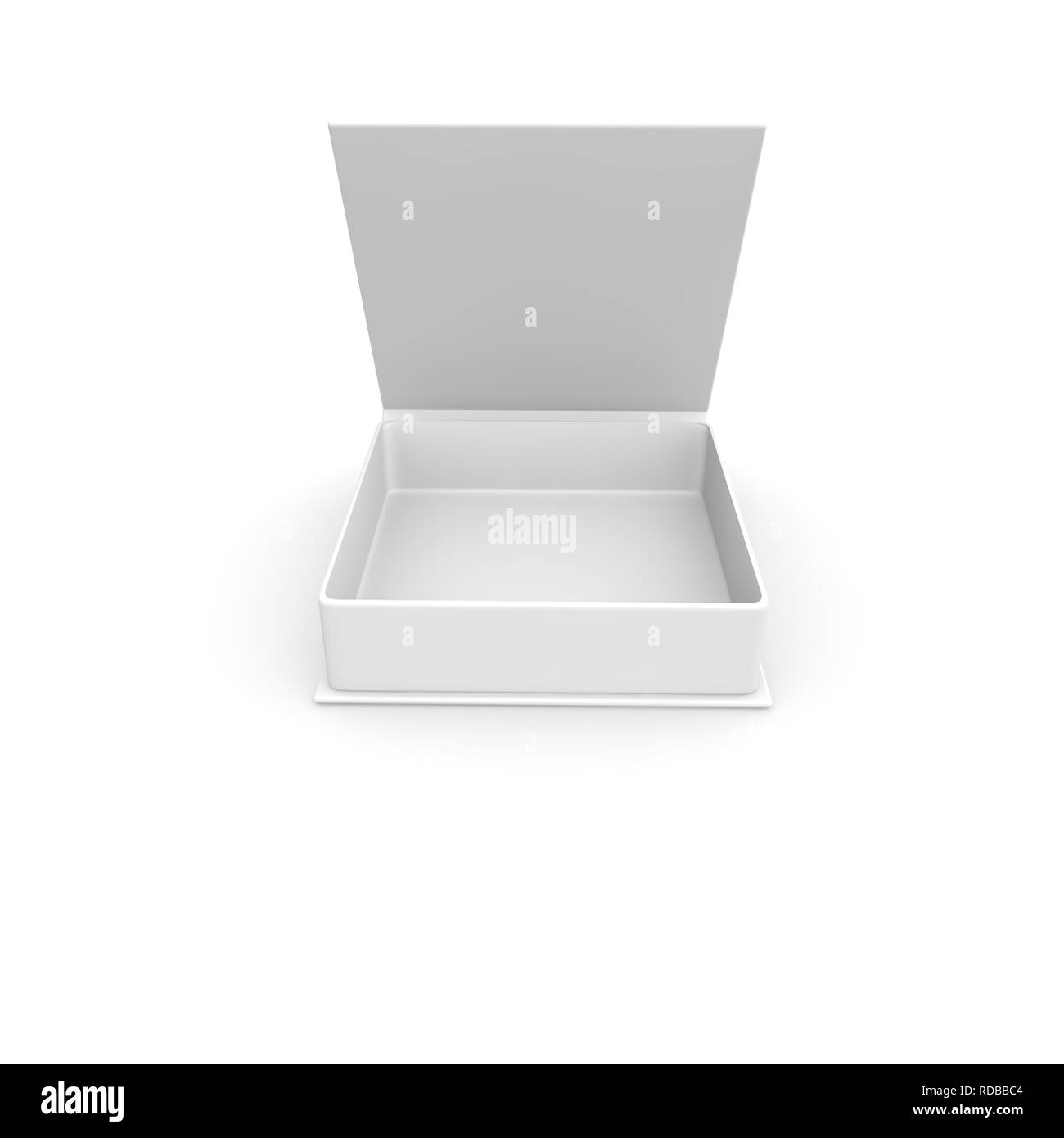 Empty white box for gifts and other goods. Isolated white background. High resolution. 3D render Stock Photo