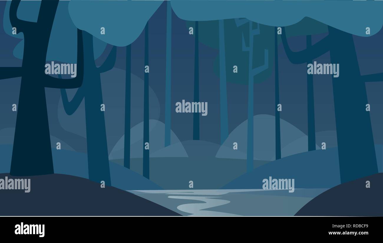 Woodland trees at night Stock Vector Images - Alamy