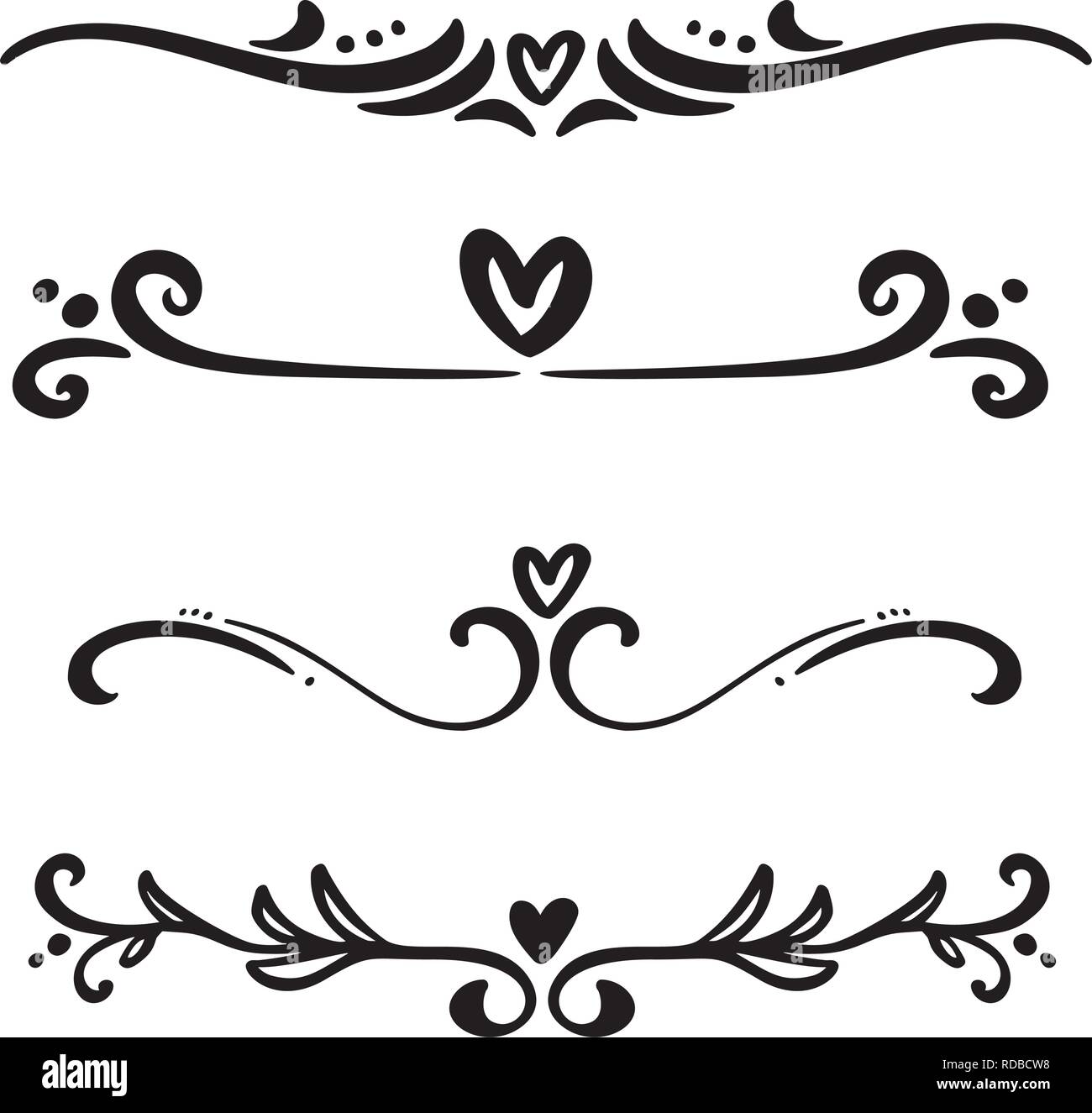 Vector Vintage Line Elegant Dividers And Separators Swirls And