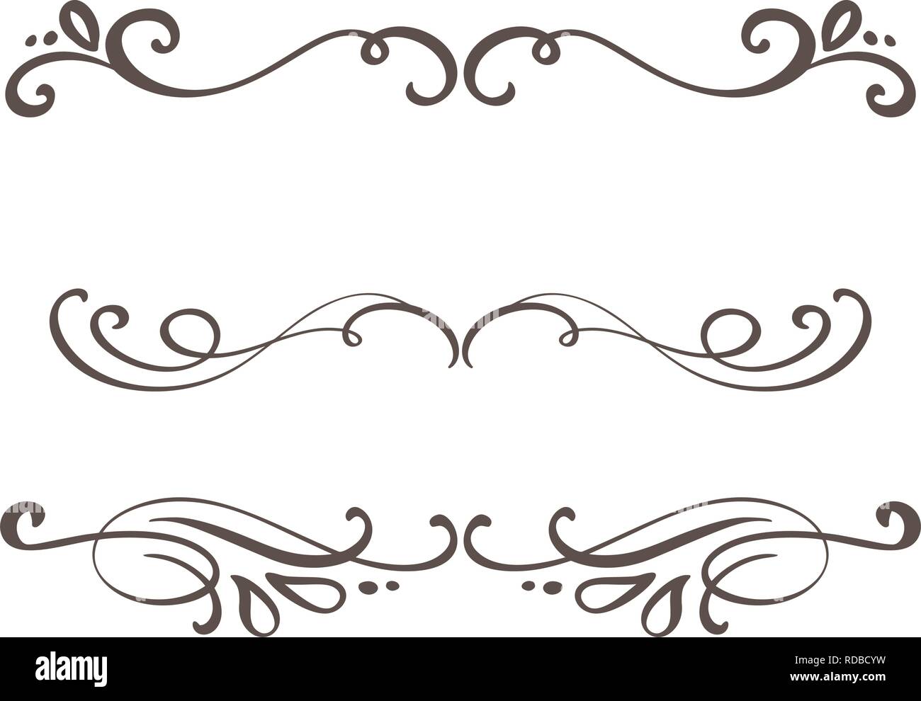 Vector vintage line elegant dividers and separators, swirls and corners