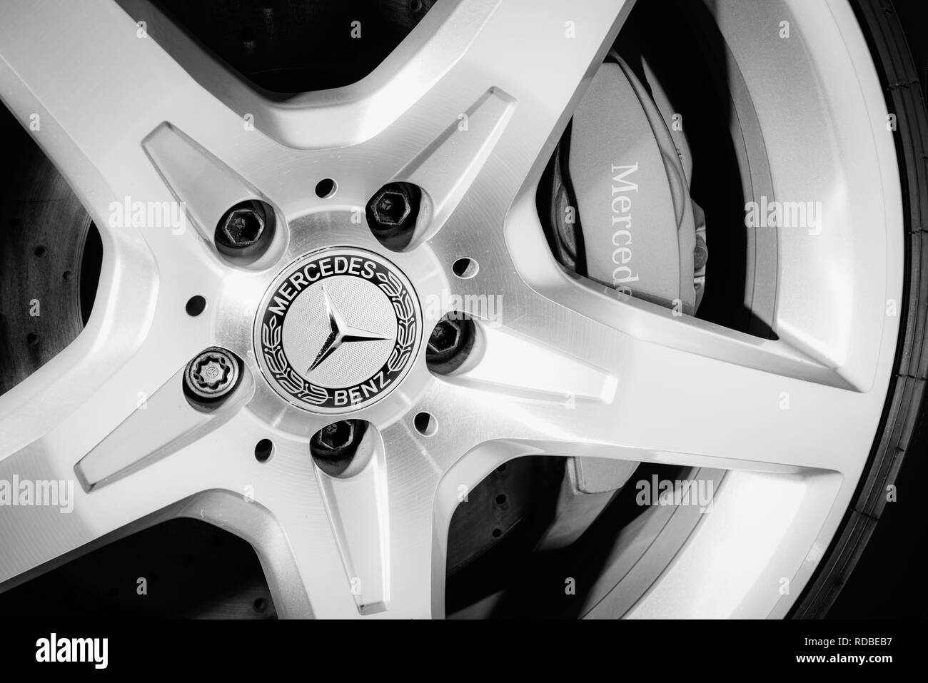 Wheel rim of a Mercedes Benz Stock Photo