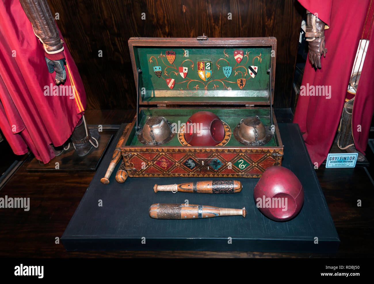 Quidditch gear at the Making of Harry Potter Studio Tour, Warner Brothers Studio, Leavesdon Stock Photo