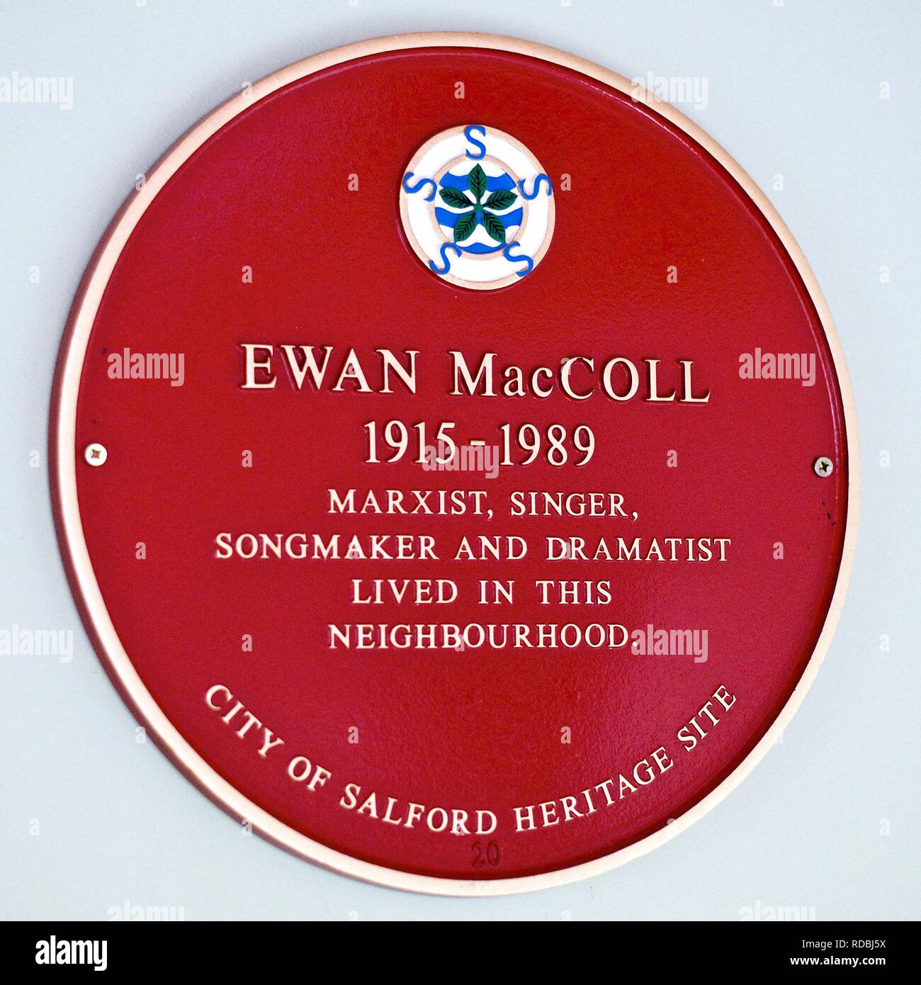 Ewan MacColl 1915-1989  Marxist, Singer, Songmaker and Dramatist lived in the neighbourhood, Salford Stock Photo