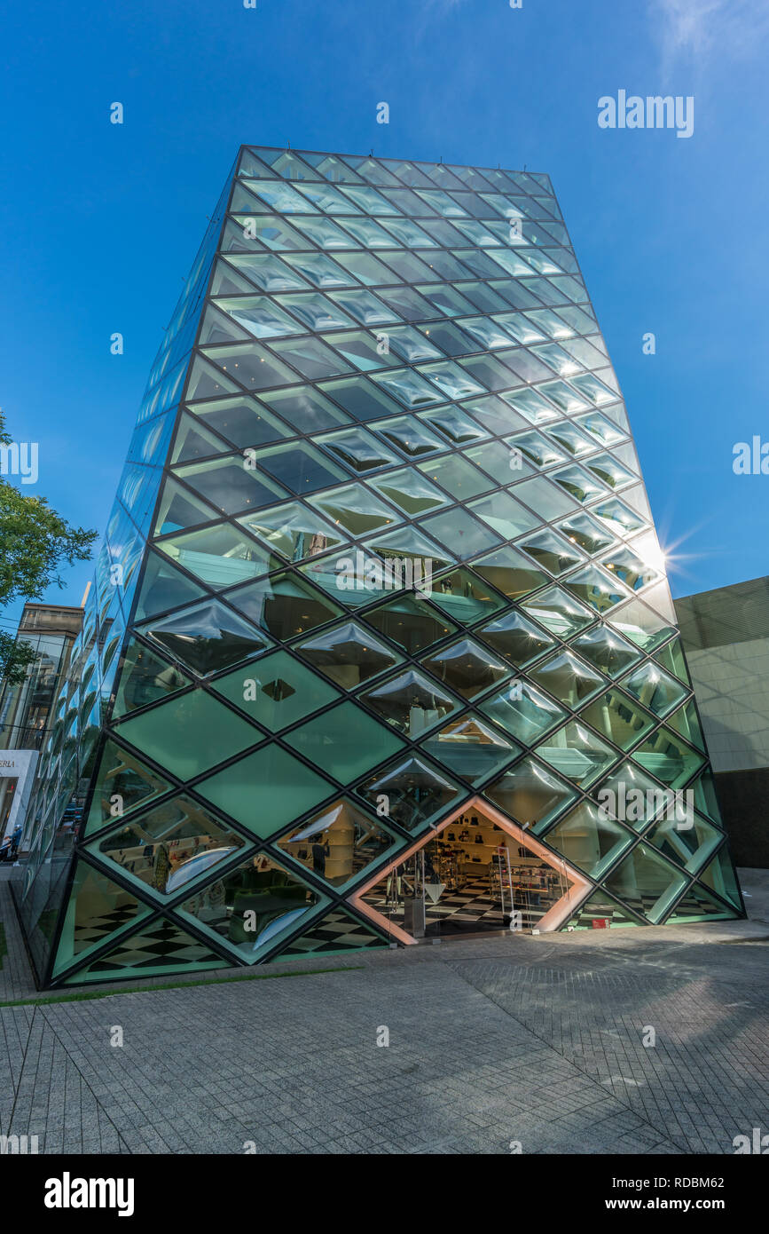 Tokyo - August 14, 2018 : Front view of Prada building in Omotesando  street, Aoyama district designed by Herzog and de Meuron Stock Photo - Alamy