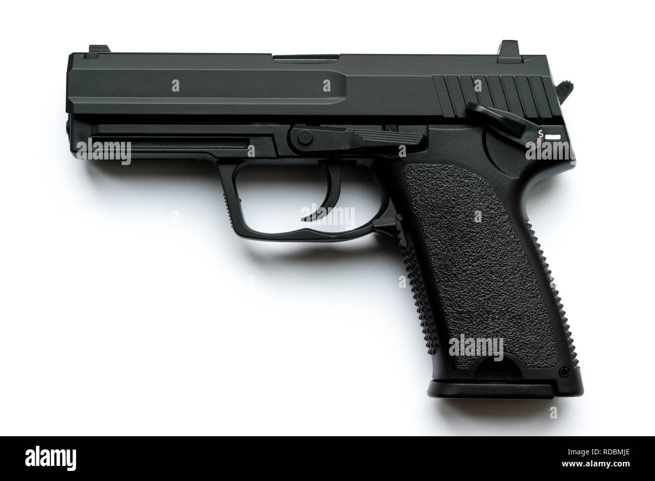 isolated black handgun Stock Photo