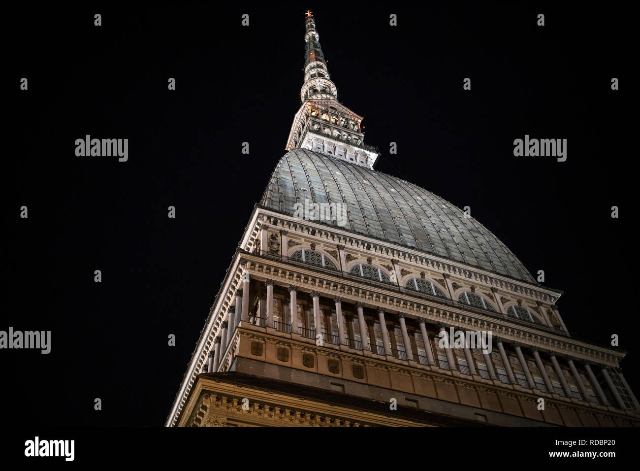 TURIN, ITALY - AUGUST 24, 2018: View of the Mole Antonelliana, major landmark in Turin, Italy. Stock Photo