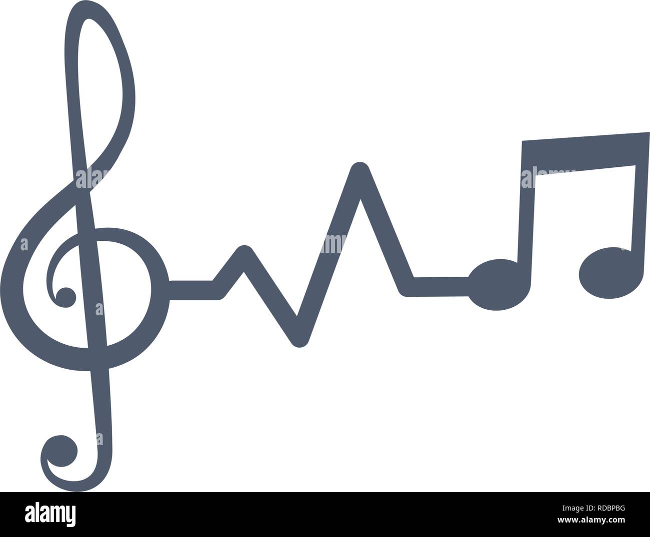 Heartbeat pulse line music with notes and clef, vctor illustration
