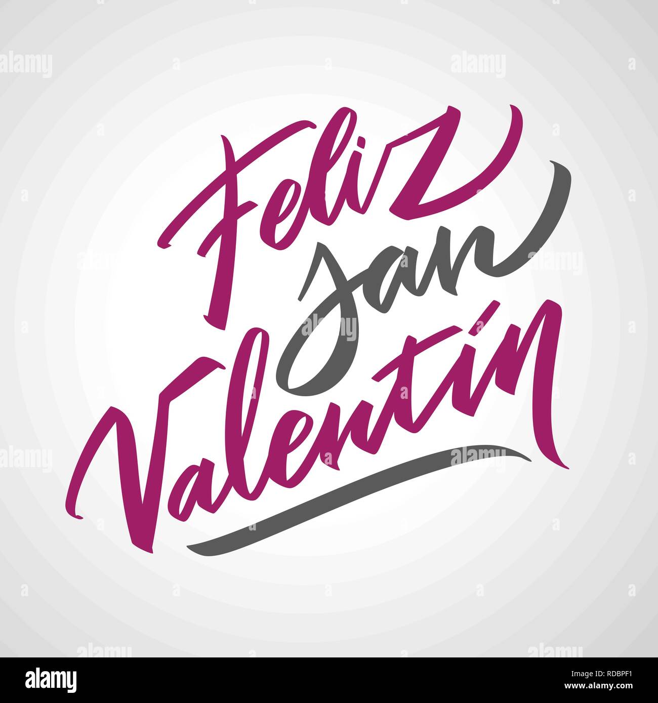 Feliz San Valentin handwritten lettering on Spanish on Valentines day