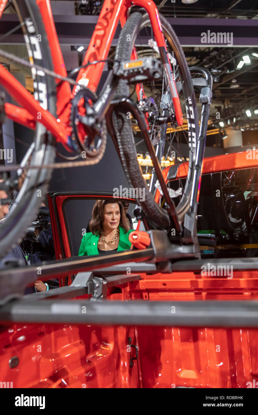 Detroit, Michigan - Michigan Governor Gretchen Whitmer tours the North American International Auto Show. Stock Photo