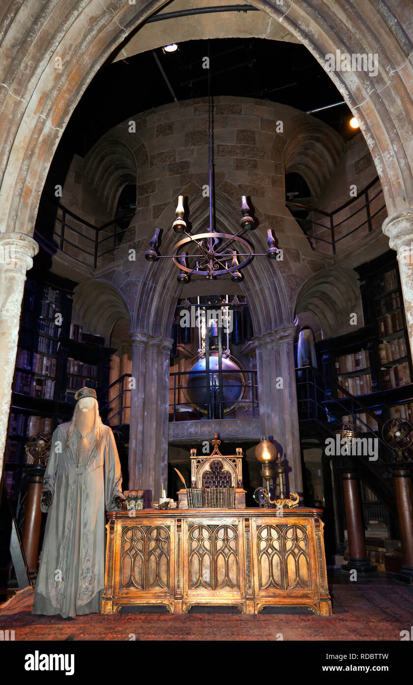 View of the Headmaster's Office at Hogwarts, part of the Warner Brothers Studio Tour, Leavesdon Stock Photo