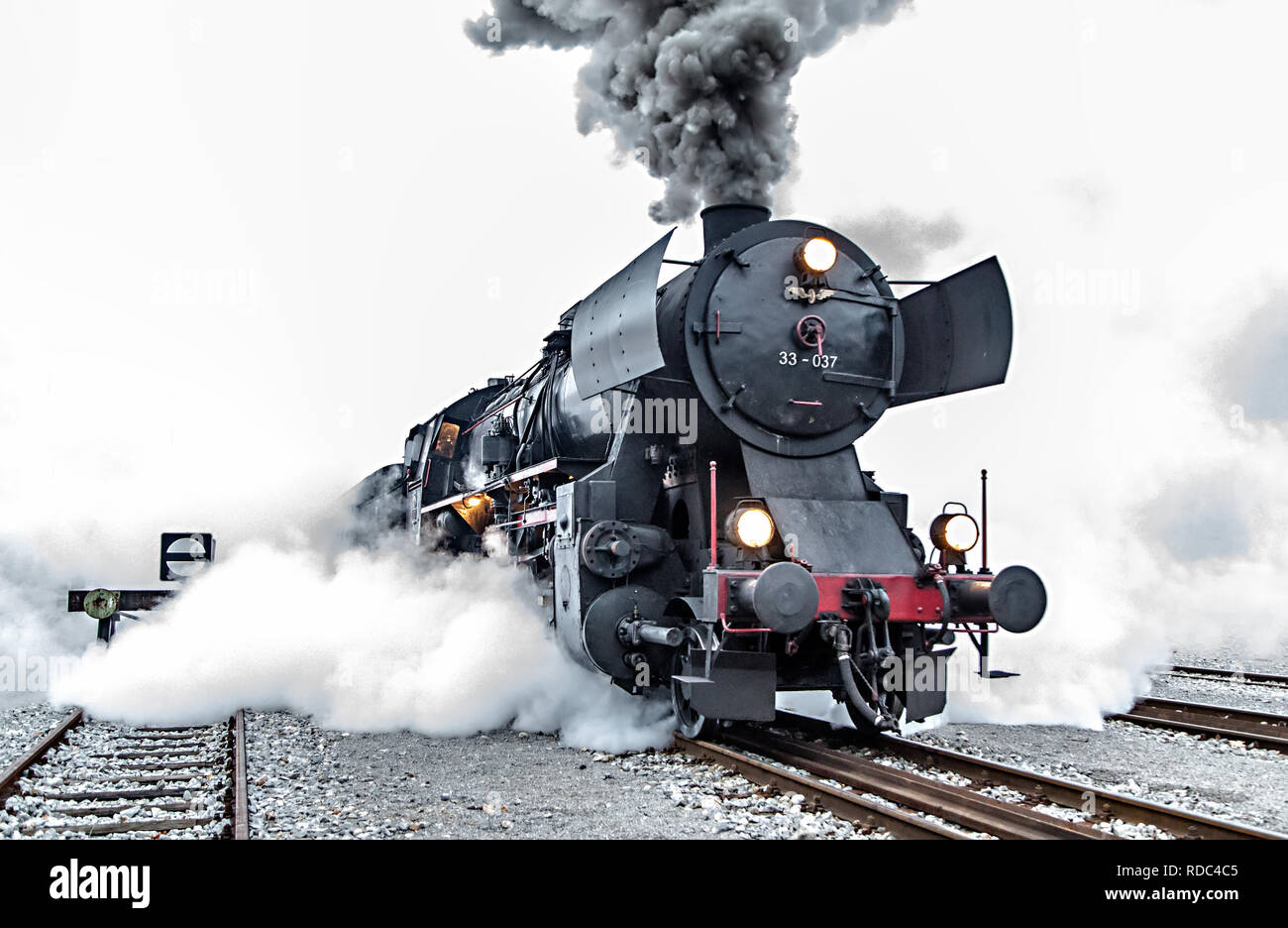 Old Steam train at the Railway Station of Nova Gorica, Slovenia Stock Photo