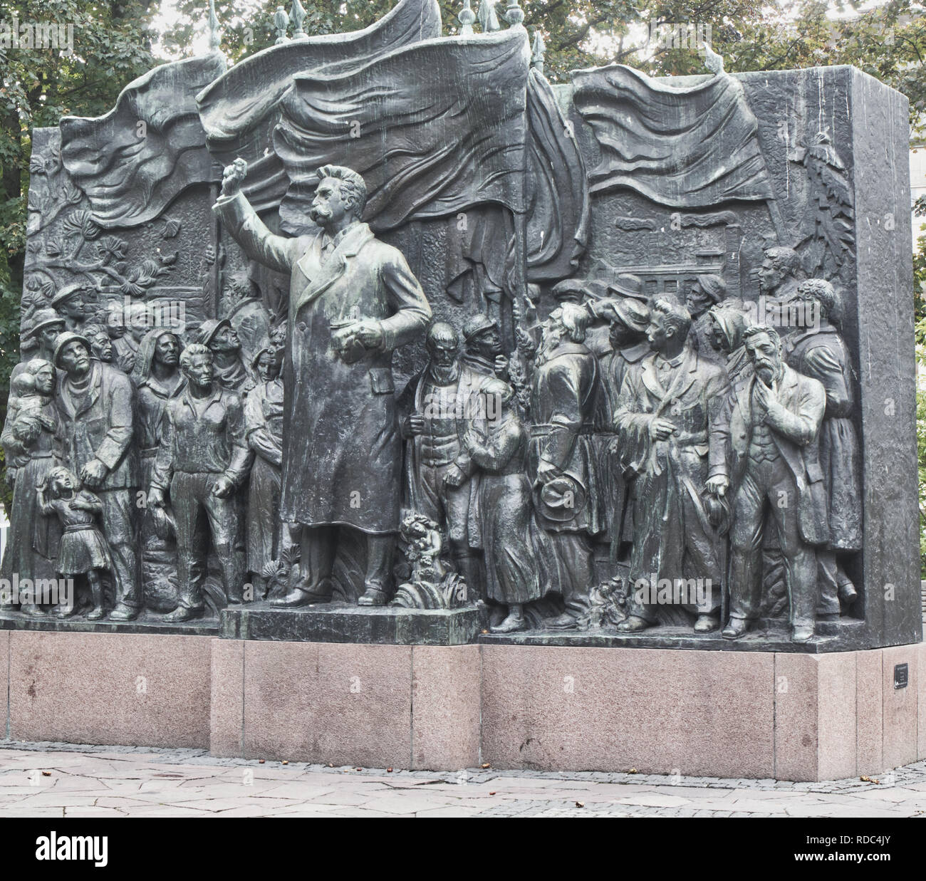 Hjalmar Branting addressing a group of May Day demonstration workers, The Branting Monument, Norra Bantorget, Norrmalm, Stockholm, Sweden, Scandinavia Stock Photo