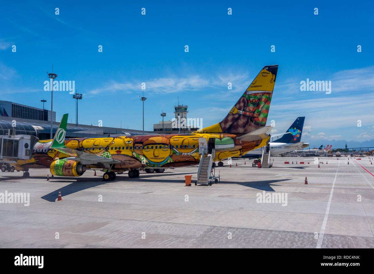 Brazil national football team's plane at Santos Dumont Airport, Rio de Janeiro Stock Photo