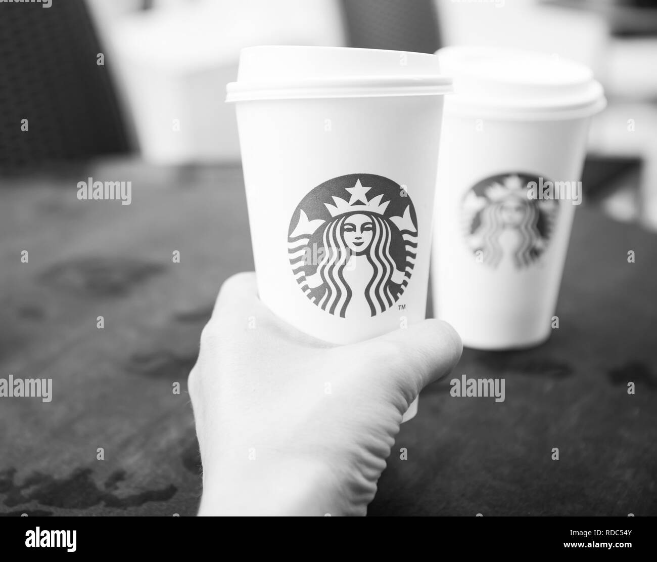 Hamburg, Germany-May 31.2017: A tall Starbucks coffee in starbucks ...