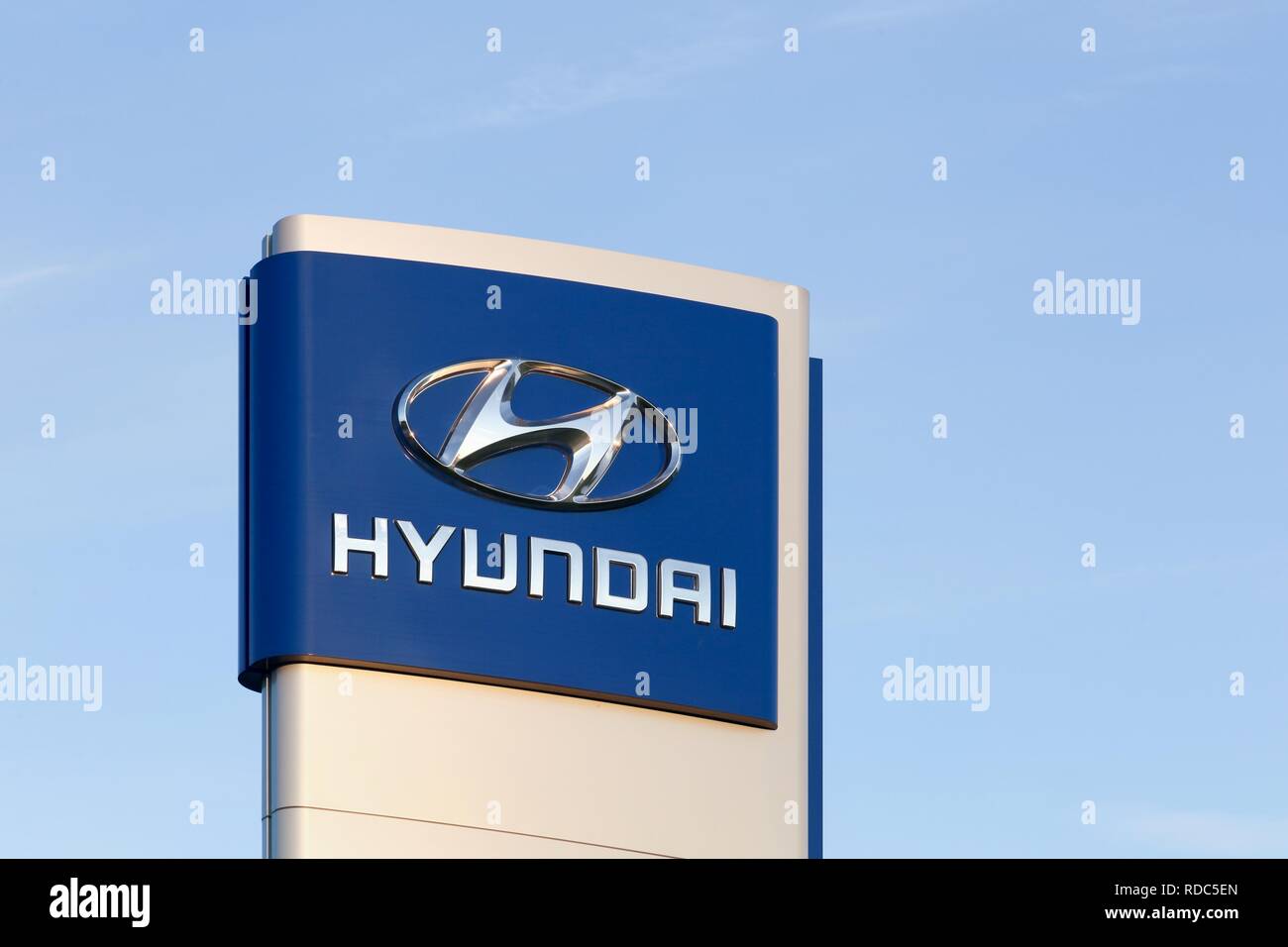 Frederikshavn, Denmark September 7, 2015 Hyundai logo in front of a