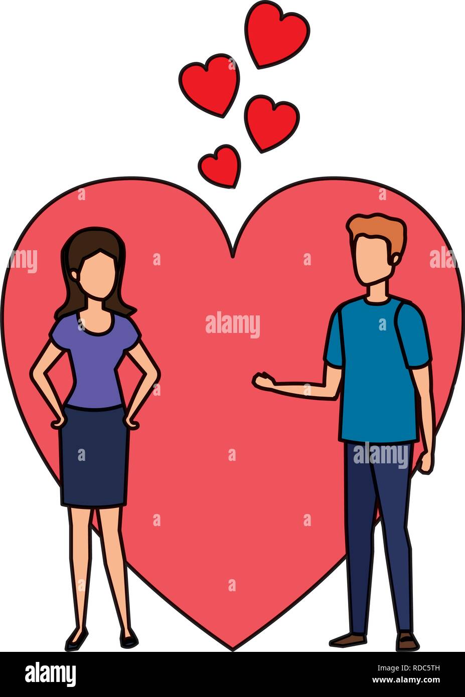 lovers couple with hearts floating Stock Vector Image & Art - Alamy