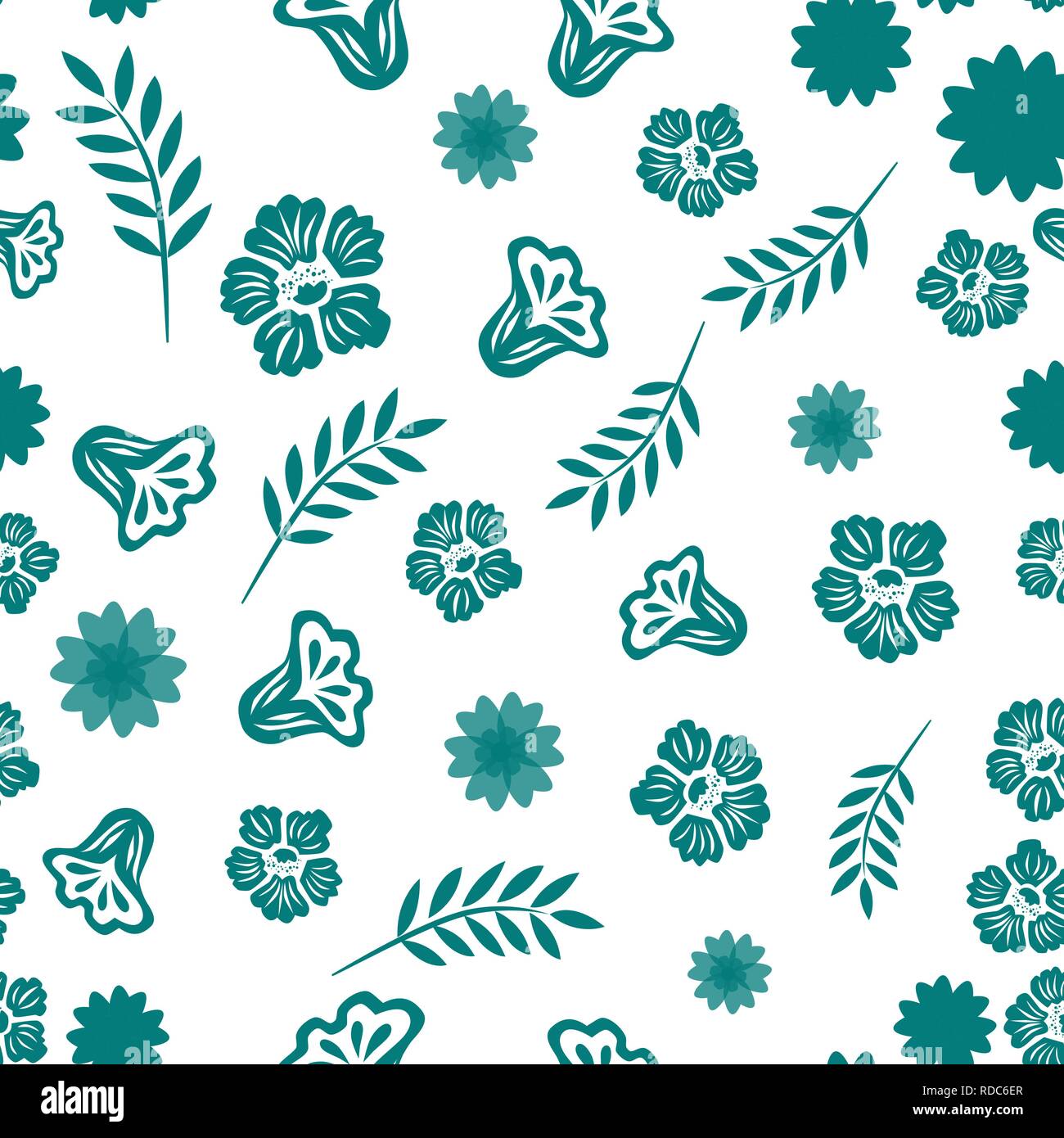 Seamless pattern from abstract flowers and elements on a white ...