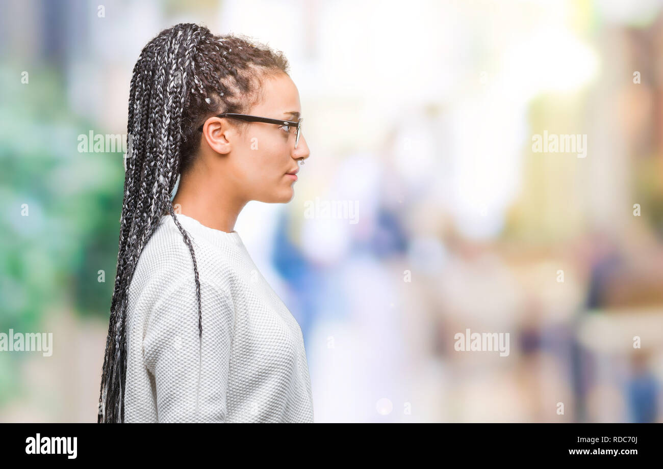 Young Braided Hair African American Girl Wearing Glasses And
