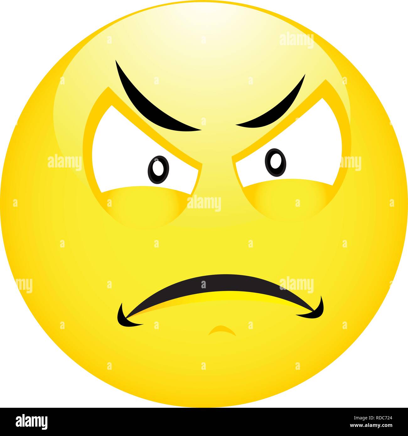 Angry emoticon face isolated on white background - vector illustration ...