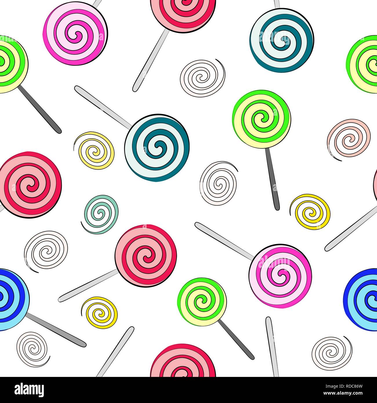 Seamless background of multi-colored lollipops Stock Vector
