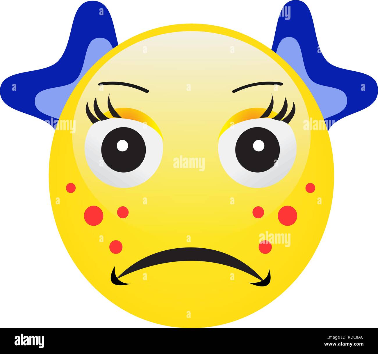 Emoticon with acne squeezing a pimple Stock Vector