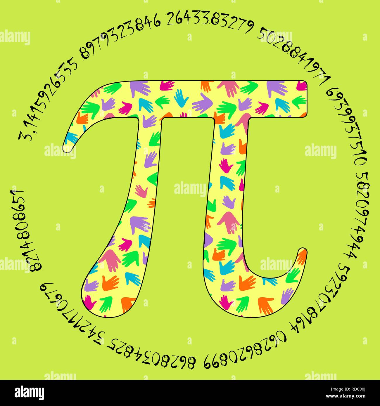 Illustration of the Pi symbol, in the form of a palm pattern. Concept