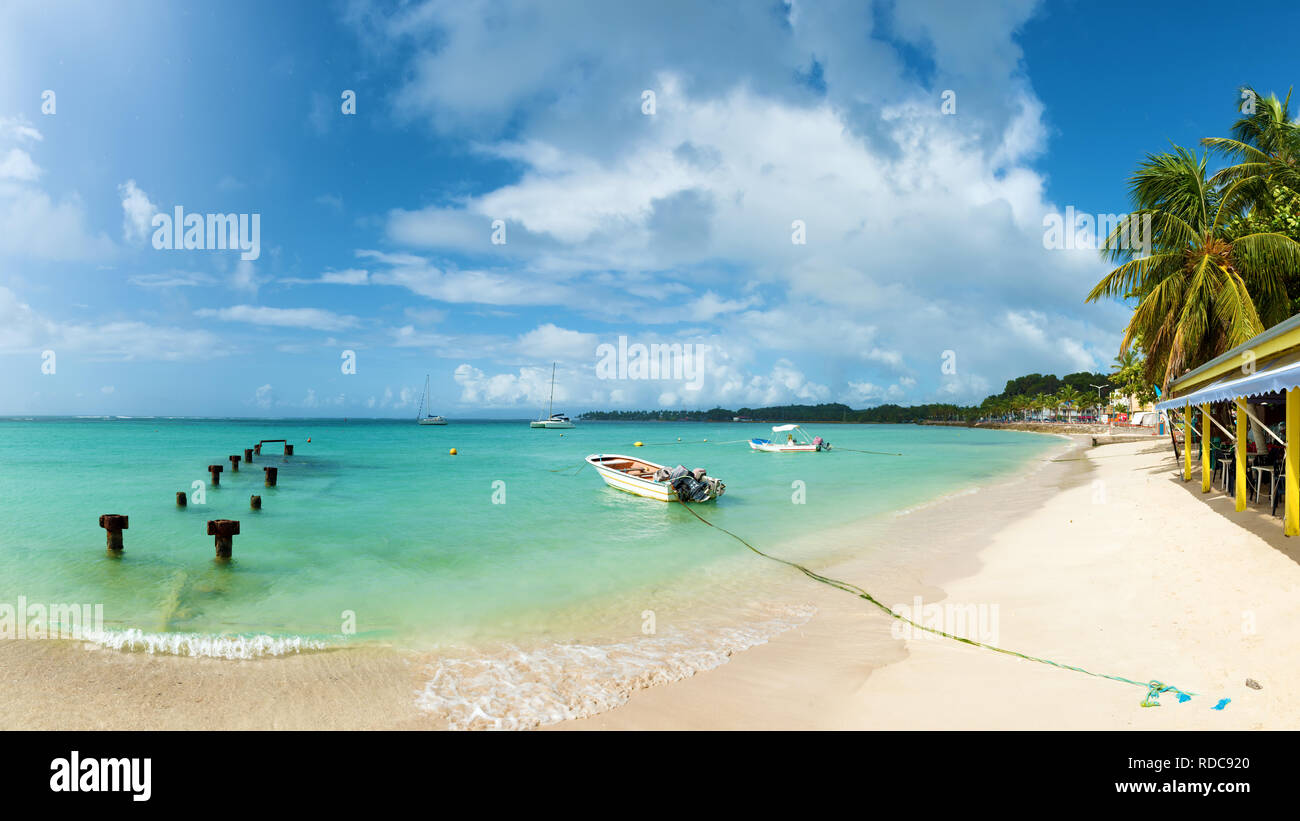 Saint Anne beach, Guadeloupe, French West Indies, panoramic view. Stock Photo