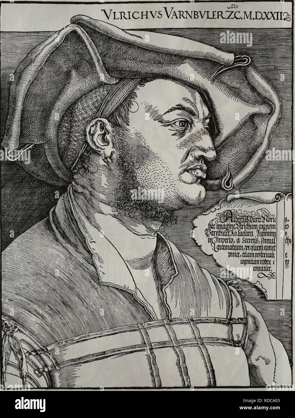 Ulrich Varnbuler (1474-1545). Diplomat. Portrait. Engraving by Albert Durer (1471-1528). Stock Photo