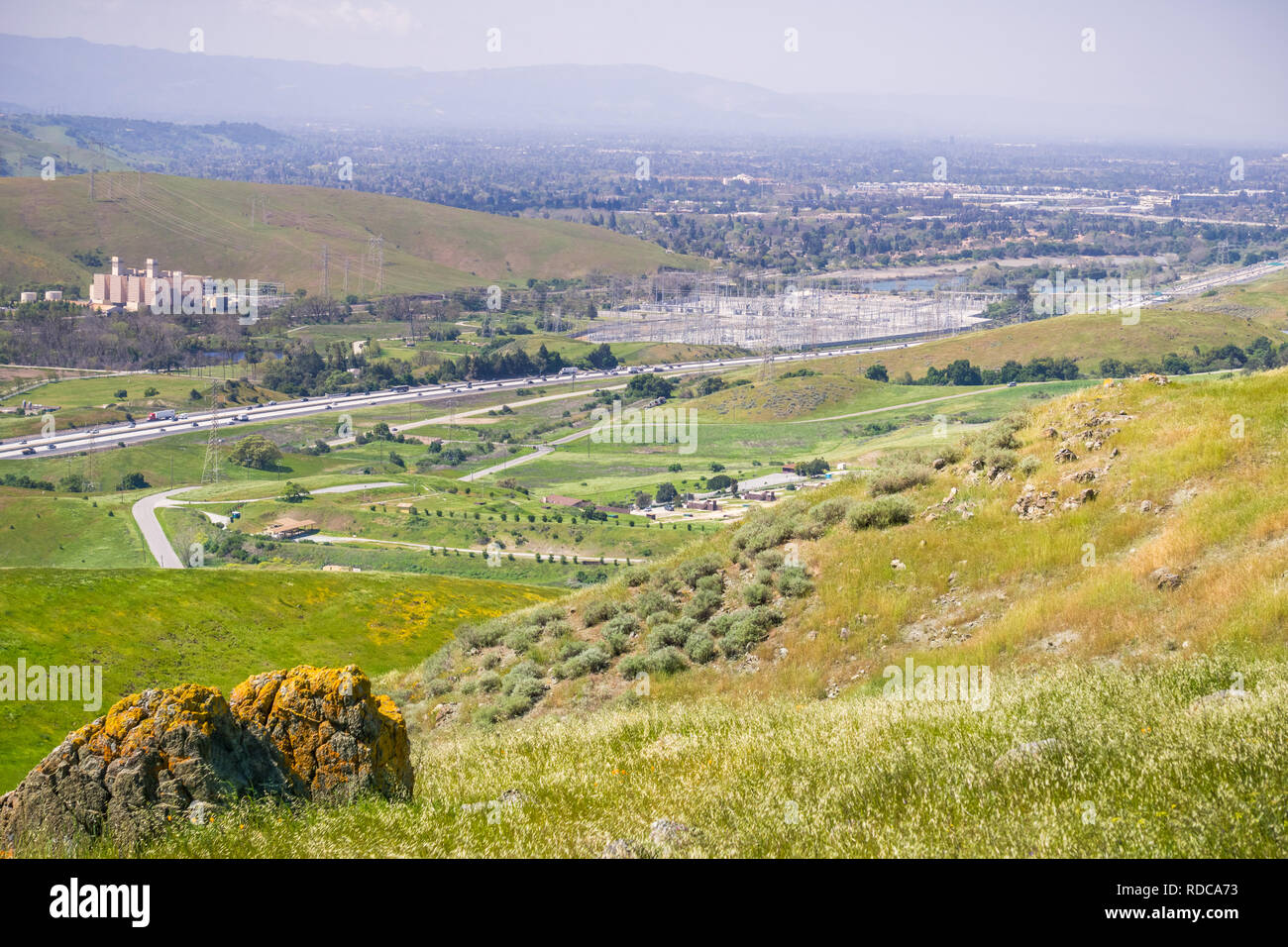View of the bayshore freeway and the PG&E Metcalf electricity