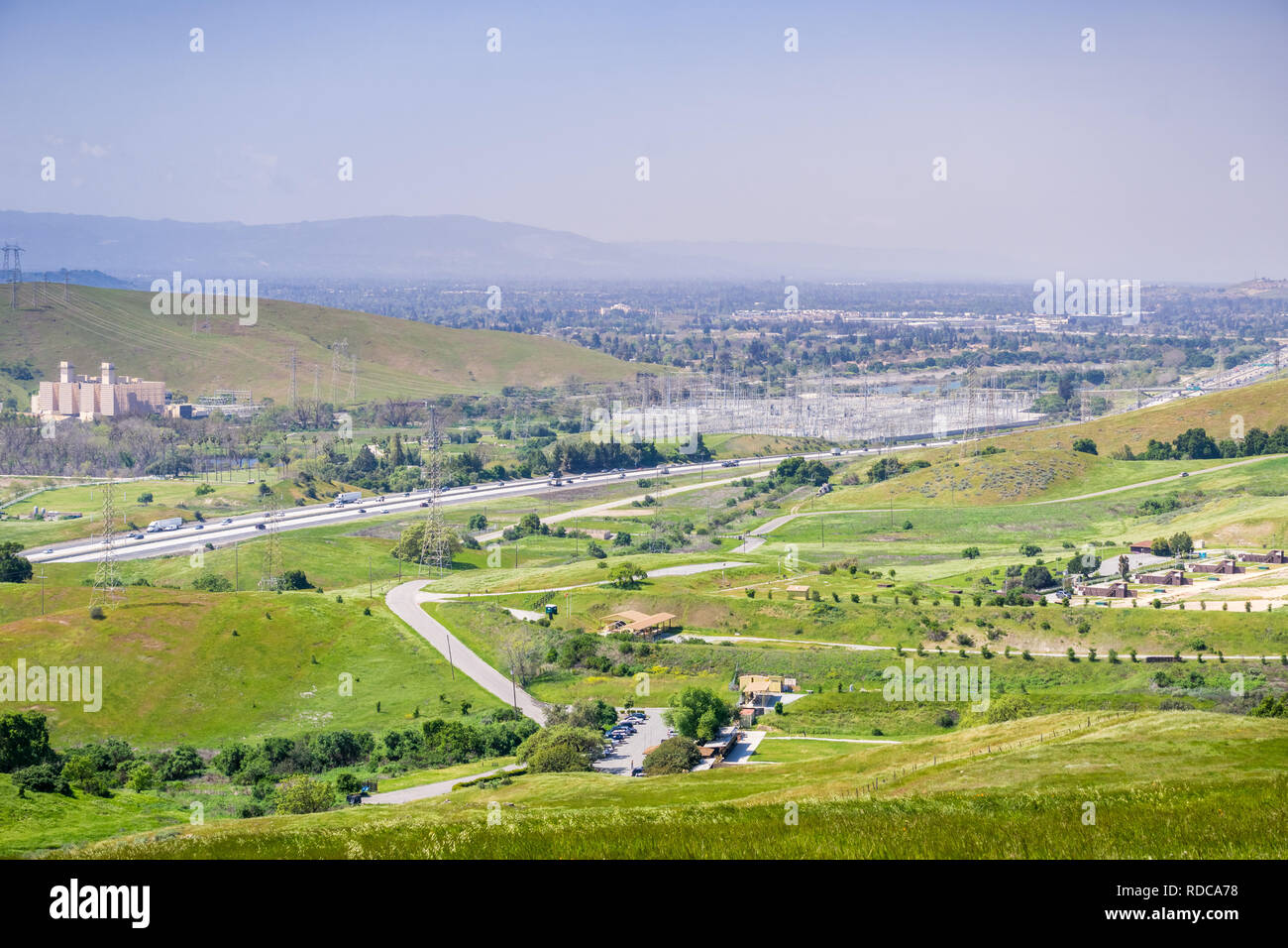 View of the bayshore freeway and the PG&E Metcalf electricity