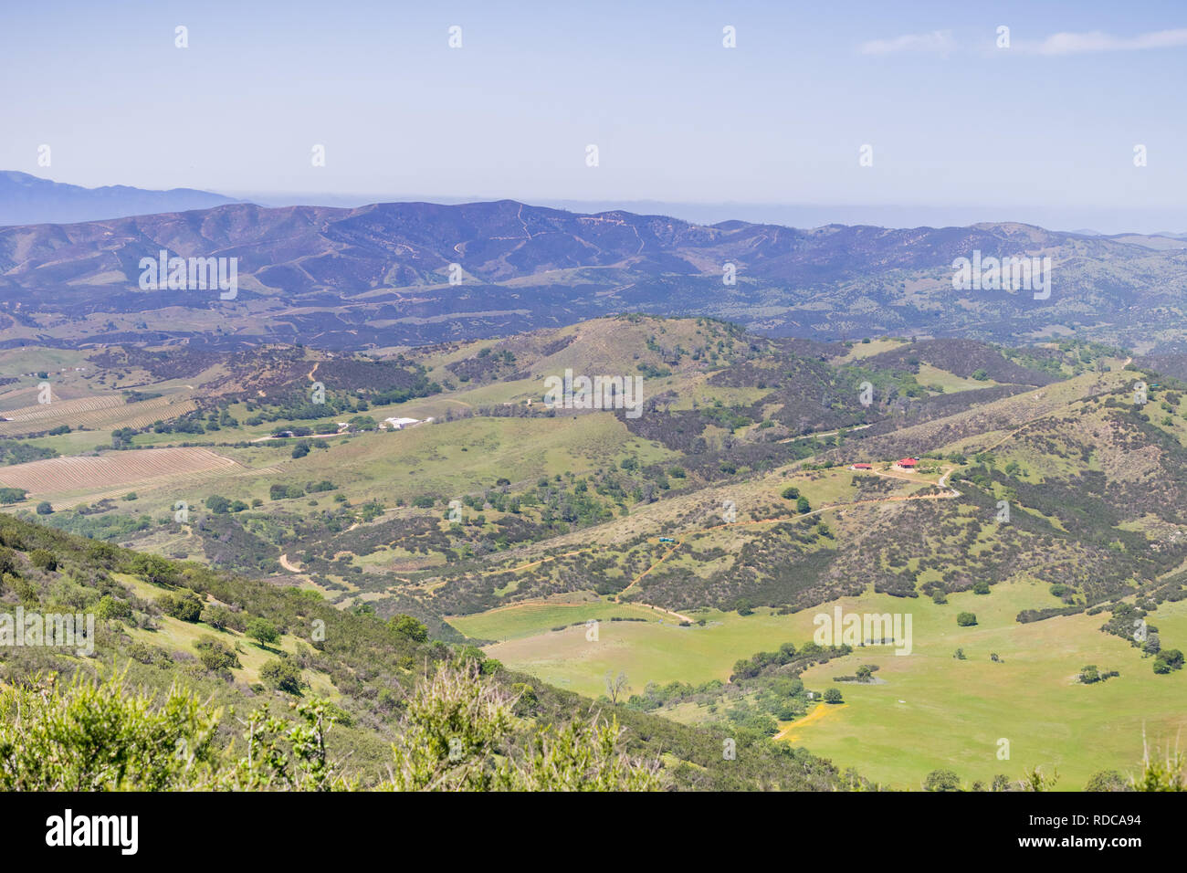 View down in the valley from the trail to south Chalone Peak,Pinnacles National Park, California Stock Photo