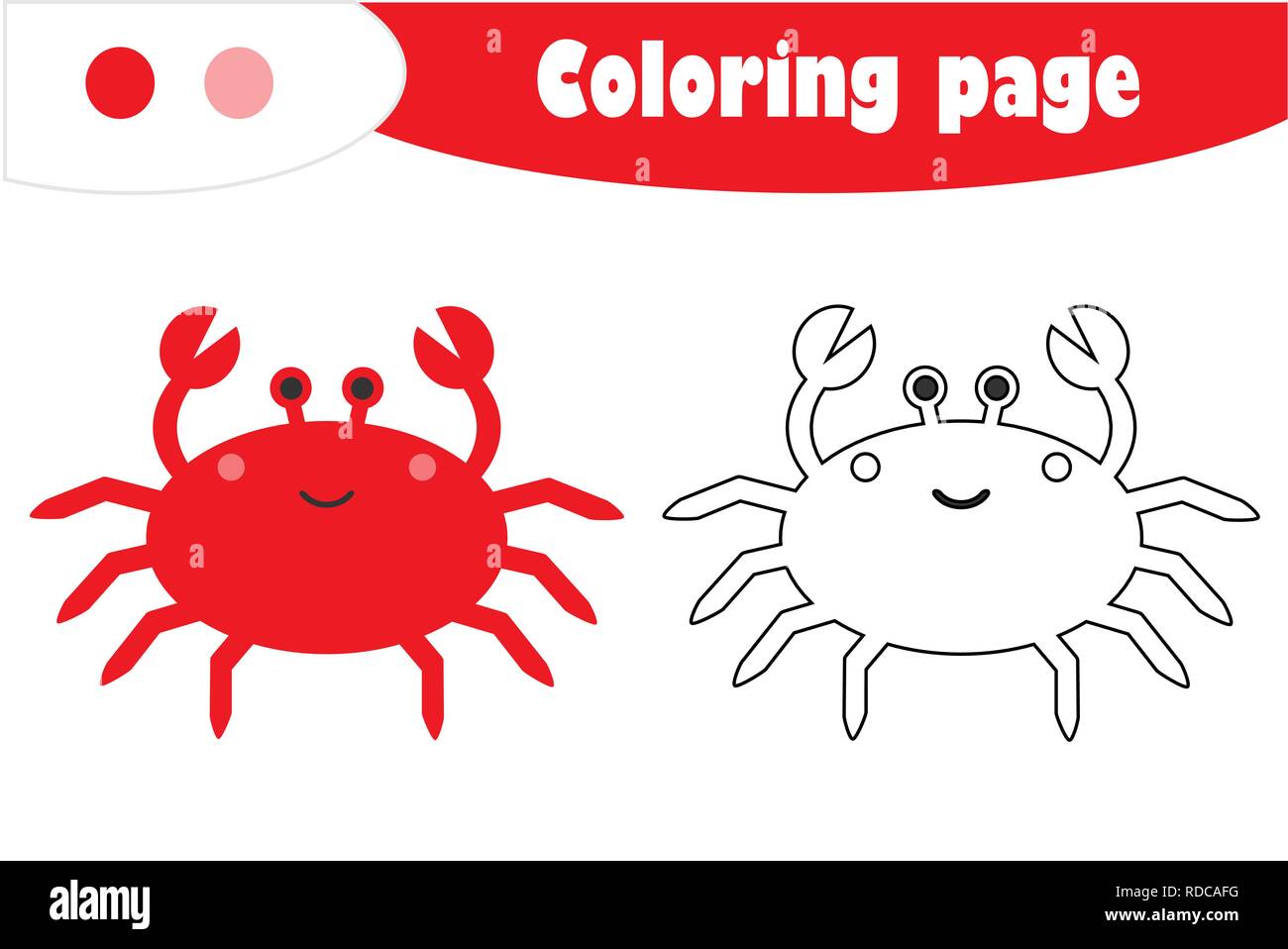 Crab In Cartoon Style Coloring Page Education Paper Game For The Development Of Children Kids Preschool Activity Printable Worksheet Vector Stock Vector Image Art Alamy